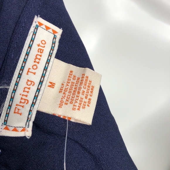 Flying Tomato Embroidered Navy Bell Sleeve Dress - Picture 6 of 6